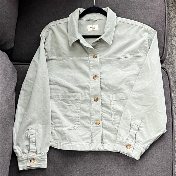 Feminine Cozy Marine Layer Freya Utility Timeless Olive Jacket - Picture 1 of 3